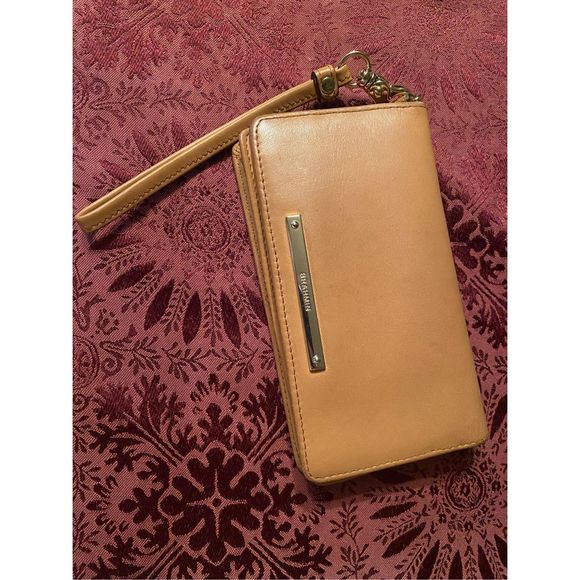 Brahmin DEBRA PHONE WRISTLET WALLET TAN THATCHER - Picture 1 of 10